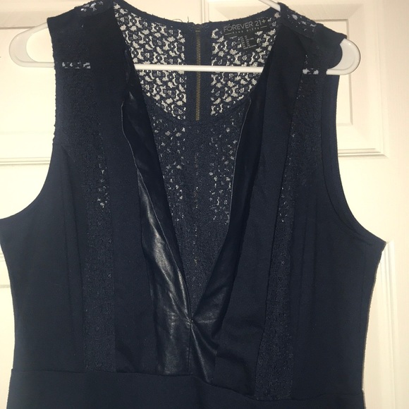 Lace Navy Blue Midi Dress - Picture 3 of 4